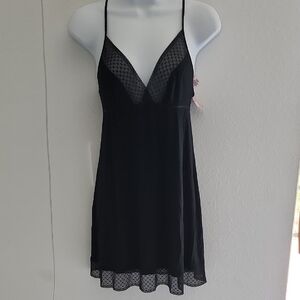 Victoria's Secret Black Sheer Chemise with Lace Trim